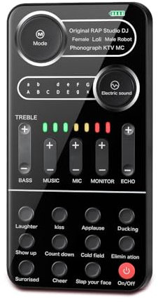 Solinder Soundeffekte Maschine Audio Changer Tragbare Externe Live Soundkarte Set 9 Soundeffekte Buntes Licht Mini Live Streaming Mikrofon Telefon Soundeffekte Maschine für Laptops Bi