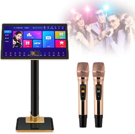 BDJSN 4K Professional Karaoke System, 19 Inch Capacitive Touch Screen Karaoke Machine With 2 Wireless Microphone, Built-in 4T High-speed Hard Drive, Dual System for Singing, Watching Movies, Games