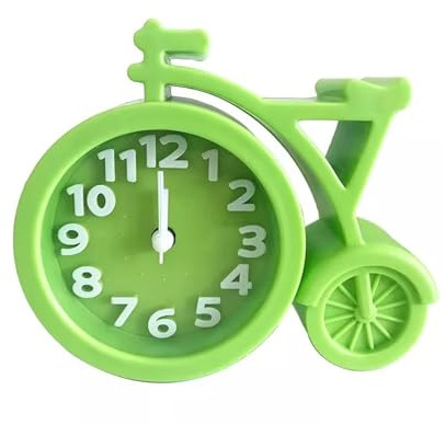 CALQYSH Sveglia analogica Sveglia Creativa a Forma di Bicicletta Sveglia silenziosa Sveglia da Comodino Sveglia con Sveglia Color Caramella Studenti creativi Sveglie per Bambini(Green)