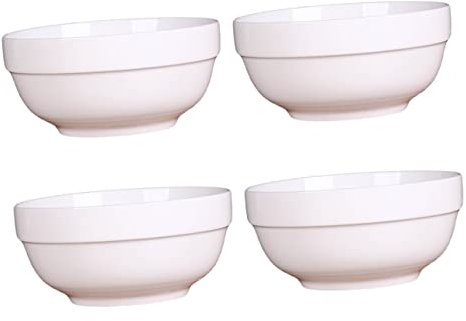 PHENOFICE 4 Stück Reine weiße Keramik schale Ramenschale für Restaurant Nudelschale weiß Ramen-Tic Suppenschüssel ramen schüssel ramenschalen obstplatte Ramen-Schüssel Obstschale aus Keramik