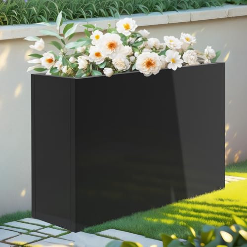 Toriexon Metal Planter 36” x 12” x 24”, Heavy Duty Tall Rectangle Planter Box with Removable Insert Shelves for Porch, Garden, Patio, Yard