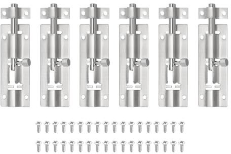 sourcing map Chiavistello a cilindro 7,1 x 2,5 cm, serratura di sicurezza per interni ed esterni, scorrevole, con viti di montaggio, per porte, finestre, cancelli, armadietti, colore argento,