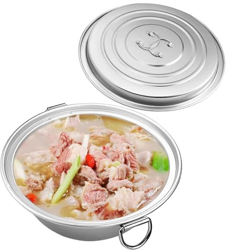 AIZYR Olla Grande De Aluminio Comercial con Tapa Olla para Cocinar Utensilios De Cocina para Sopa Y Salsa Olla Resistente para Sopa para Sopa, Pasta Y Mariscos,Plata,64X30cm