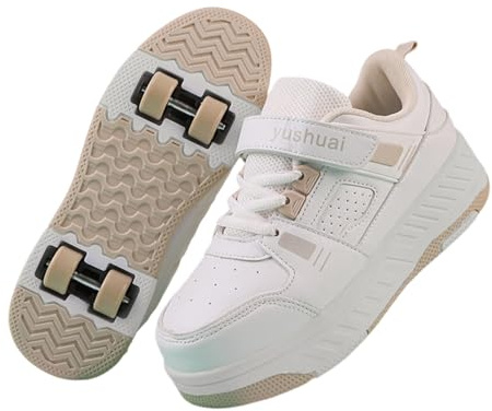 Surwin Schuhe mit Rollen Kinder, Schuhe mit 4 Rollen, Roller Skate Shoes Mädchen Jungen Turnschuhe mit Rollen Nylonschnalle Rollschuhe Schuhe Skateboardschuhe Rollschuhe