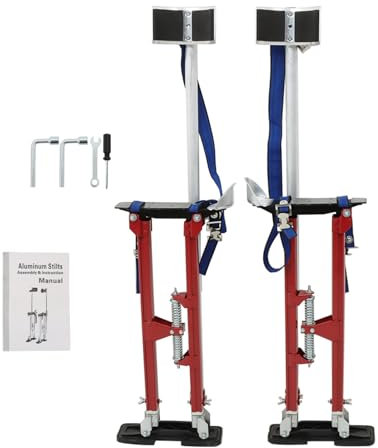WZWTYSM 24-40 Zoll Trockenbau-Stelzen aus Aluminiumlegierung, höhenverstellbar, Stelzen rot für Maler-Taping