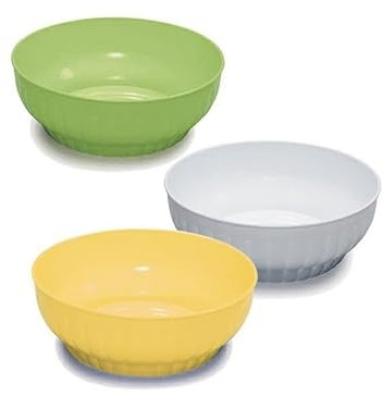 mille idee 6 Ciotole ciotola insalatiera in plastica cm 28 colori assortiti pratiche veloci all'uso. Lavabili in lavastoviglie