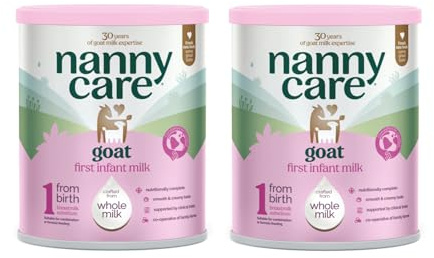 Nannycare Goat Based First Infant Milk – Stage 1 (From Birth) | Baby Powder from Whole Goats Milk | Nutritionally Complete Formula for Combination or Bottle Feeding – 800g (2 Pack)