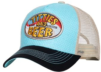 King fotogen herr truckerkeps – keps – nät – nätkeps – snapback – Hawaii – motorcykel – vintage – patch – broderi – sommar – titties och öl, Ljusblå, one size