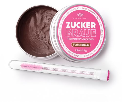 WONDER LASHES Augenbrauen Wax 25g Braun - Augenbrauengel zum Augenbrauenformer - Eyebrow Gel für Vollere und Dickere Augenbrauen - Brow Lifting Set mit Augenbrauenbürste