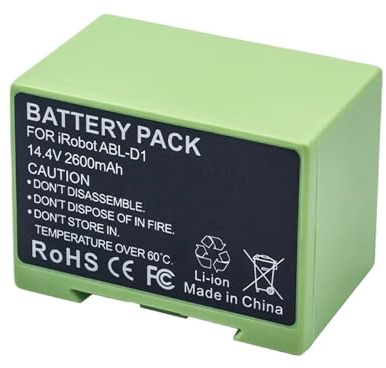 Batería 4624864 ABL-D1 I7, Compatible con Roomba Serie E e I, I7+, 7150, 7550, I3, 3150, I3+, 3550, I4, 4150, I4+, 14,4 V, 2600 mAh