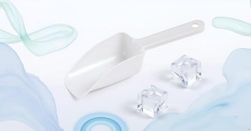 White Plastic Ice Scoop,Kitchen Ice Scooper for Ice Maker, Ice Scooper for Ice Maker Kitchen Freezer Bar Wedding Party Small Food Scoops for Pet Animal Dog Food Candy Scoop Beach Shovel Tools