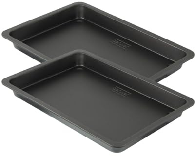 Zenker 9339550 Lot de 2 Plaques à pâtisserie, plaque pour pâtisserie rectangle, plat à four, Acier antiadhésif, 42 x 29 cm, Noir