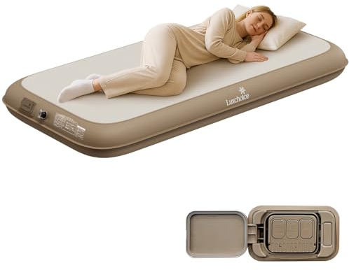 Luxchoice Letto Gonfiabile Singolo 200×100×20 cm Materasso Gonfiabile con Pompa Elettrica Integrata – Gonfiaggio Rapido in 2 Minuti Superficie Morbida e Confortevole per Campeggio e Ospiti 500kg Max