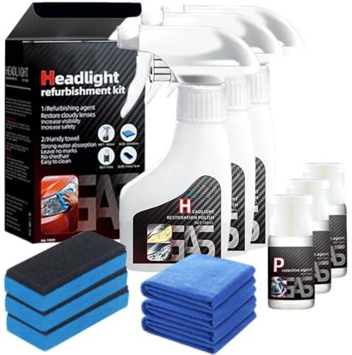 Automotive Headlamp Restoration Fluid Kit, 2025 New Automotive Headlamp Restoration Fluid Oxidized Kit, Multifunctional Car Headlight Polishing For All Vehicle Types(3 PCS)