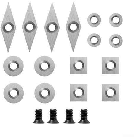 Zilimontt Lot de 20 fraises en carbure pour tour à bois avec 4 formes différentes, y compris carré, losange et rond pour l'ébauche et la finition