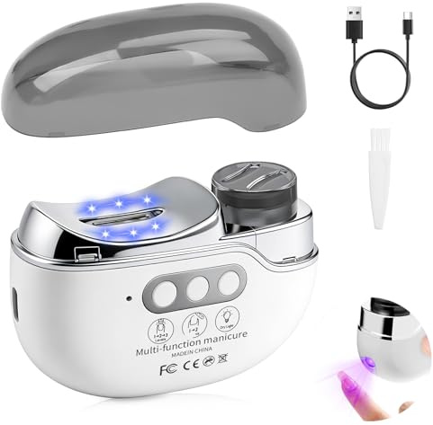 4 in 1 Elektrischer Nagelknipser, Einstellbarer Elektrische Nagelfeile, Nagelknipser Elektrisch mit Nagellampe, Tragbare Nagelfeile für Kinder, ältere Menschen, Erwachsene, Maniküre(A)