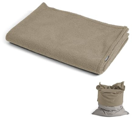 mokebo Sitzsack Bezug aus Bouclé 'Das Kuschel-Cover' Made in Germany, Cover für den Riesen-Sitzsack 'Der Große', Teddybezug in Sand für Sitzkissen, für alle XXL Sitzsäcke bis 140x180 cm anwendbar