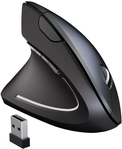 MICOGIMI Left Handed Mouse,Left Handed Ergonomic Mouse, 2.4G USB Wireless Left Handed Vertical Mouse, Adjustable DPI(800/1200/1600),6 Buttons for PC,Mac,Laptop,Windows,Desktop – Black
