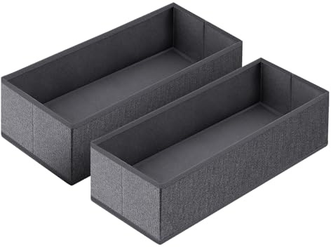 Sekey Schubladen Organizer, Schubladenbox für Kleiderschrank | Kleidung & Unterwäsche, Stoff-Aufbewahrung Ordnungssystem, Faltbar, ohne Trennwände – 2er Set, 19x40x11cm (BxDxH), Schiefergrau