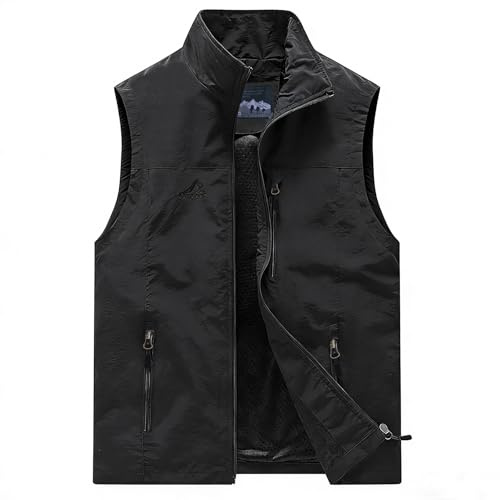 Vivikivi Lightweight Gilet for Men, Quick Dry Casual Gilets | Sleeveless Jacket Vest Waistcoat with Pockets, Breathable Summer Gilet for Outdoor Fishing Camping Hiking Travel Work