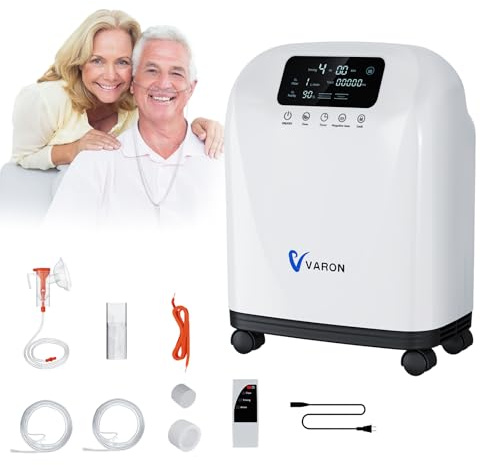 Concentrador de oxígeno portátil para el hogar, Xandoril, 1–9 l/min, 90% de concentración, adecuado para adultos y niños, con control remoto, <45 dB bajo ruido