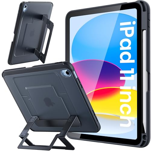 WSKEN for iPad A16 Case Matte - iPad 11th/10th Generation Case (2025/2022), 5 in 1 Multi Adjustable Kickstand Cover, Ultra-Stable Cover with Pencil Holder, Shockproof for iPad 11 Inch Case, Black