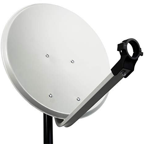 PremiumX PXS45 Satellitenschüssel 45cm Stahl Hellgrau Satellitenantenne SAT Spiegel mit LNB Tragarm und Masthalterung