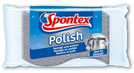 Spontex Polish Edelstahl-Putz - Scheuerschwamm ideal für Edelstahltöpfe