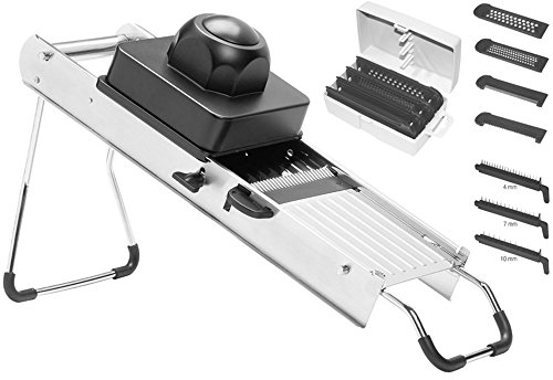 MANDOLINA grattugia CARRELLO AFFETTAVERDURA 7 LAME INOX