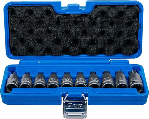 BGS 5097 | Kraftbitsinsats | 12,5 mm (1/2 tum) | T-profil (för Torx) T20 – T70 | 10 delar