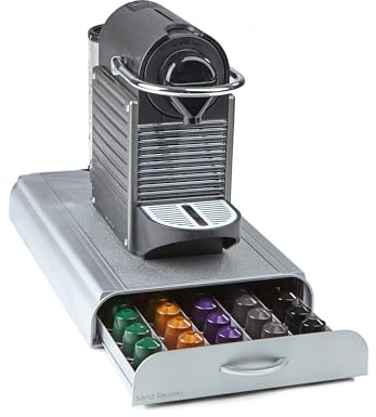 Mind Reader NESTRY6PC-SIL Nespresso Compatible Capsule Drawer, Countertop Coffee Pod Holder, Storage, 9.25 L x 15 W x 2 H, Silver Plastic