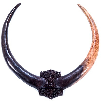 Vikings Torques Ø 13 cm Wikinger Halsreif | Thorshammer, Odin Schmuck, Vintage Schmuckstück, Handarbeit aus Holz