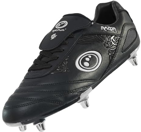 Optimum Razor 6 Stud Kids Rugby Boots | Lightweight boots engineered to deliver elite traction & power to drive through the scrum on soft ground pitches.