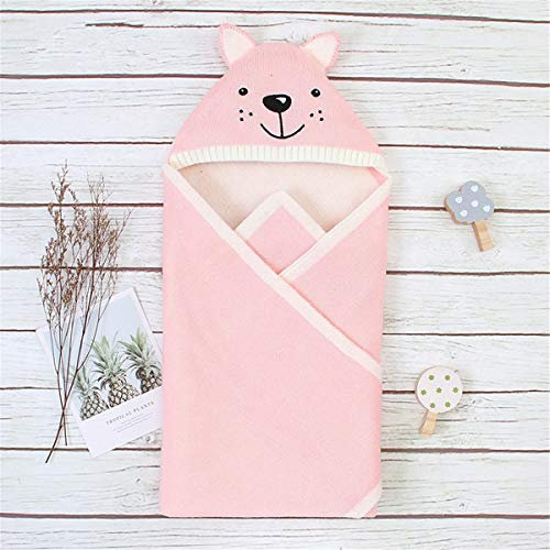Surwin Strickdecke Babydecke Kuscheldecke Baumwolle, Mädchen und Jungen Babys Gestrickt Kinderdecke Freien Krabbeldecke Perfekt für Kinderwagen Babybett (80x80cm,Rosa Fuchs)