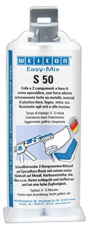 WEICON Easy-Mix S 50 50 ml Adesivo epossidico bicomponente trasparente