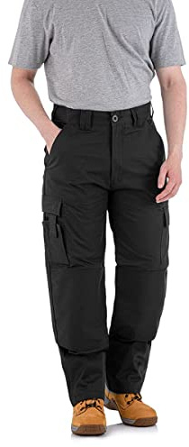 WrightFits Falcon Work Trousers Men - Heavy Duty Work Pants for Men Durable Trademens Workwears - Cargo Combat Trousers Triple Stiching Multi Pocket Kneepad Pocket 36/31 Black
