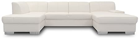 DOMO. collection Wohnlandschaft Star, U-Form Sofa mit Chromfuß, weiß | Longchair rechts mit klassischem Design, elegante Wohnlandschaft in U-Form mit Chromfuß, 150 x 304 x 150 cm (BxTxH)