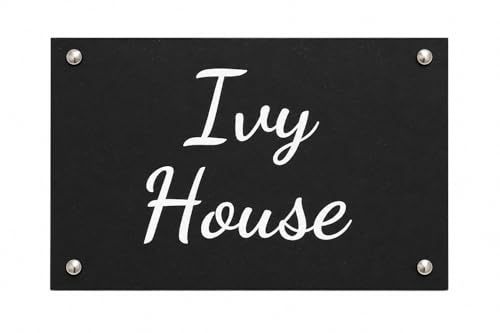 Personalised Black Granite House Sign – Custom Engraved Plaque with House Name or Number – Sandblasted House Name Plate – Outdoor Wall Mounted Address Sign (305mm x 200mm x 10mm)
