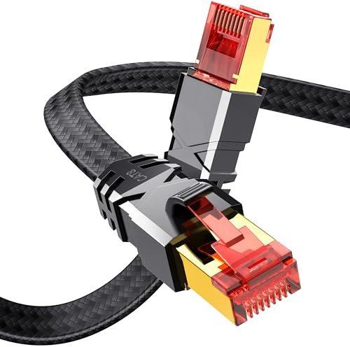 Cat 8 LAN Kabel 2meter,Tesmax 40Gbps Netzwerkkabel Hochgeschwindigkeits 2000MHz S/FTP Ethernet Kabel Gigabit POE RJ45 Nylon Geflochtener Vergoldeter Patchkabel für PS5/4 Router Modem Switch Steam Deck