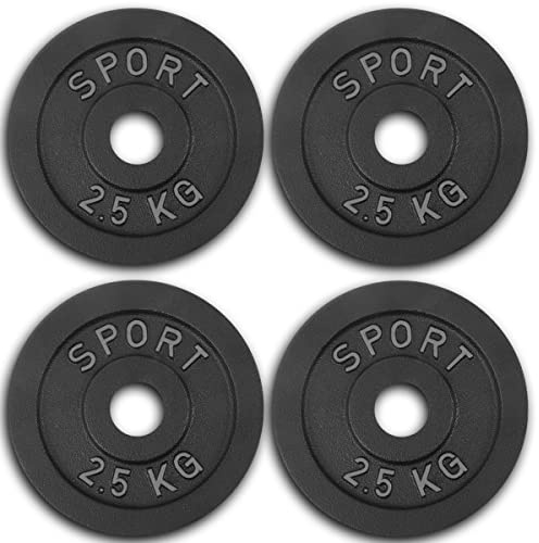 AtHaus® Lot de 4 disques d'haltères en fonte de 2,5 kg, 30/31 mm de diamètre