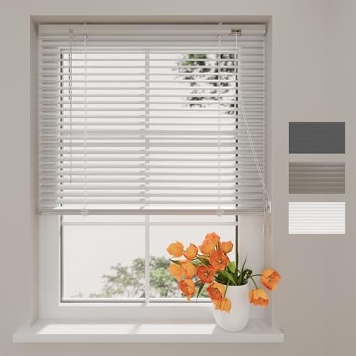 Radeco® Aluminium Jalousie 90 x 250 cm weiß 25mm lamellen, Größen von 40 bis 220 Breite, Fenster jalousien innen, lamellenrollo, Jalousie Aluminium, Jalousie 90 cm breit