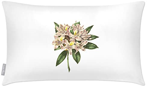 Izabela Peters Outdoor Cushions Waterproof, 50 x 30 cm, Filled Outdoor Cushion, Rhododendron - White, Garden Furniture Cushions, Outdoor Seat Cushions, Garden Chair Cushions