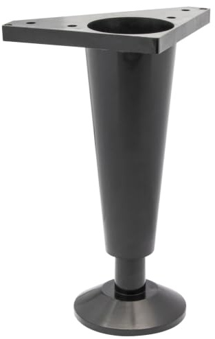 WAGNER Möbelbein/Sofabein/Möbelfuß/Couchfuß Design SCHWARZ MATT - Ø 60 x 150 mm, integrierter Verstellfuß mit QuickClick® Gleiter Ø 25 mm & Anschraubplatte 80 x 80 x 115 mm Kunststoff - 12023101