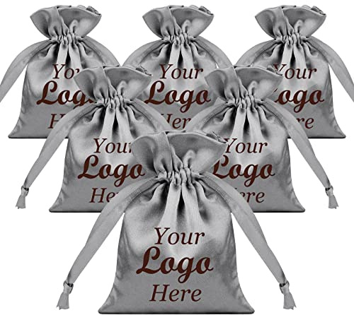 TOPTIE Custom 50 Stück Satin-Geschenkverpackungsbeutel, gestalten Sie Ihre Schmuck-Kordelzugbeutel mit Logo