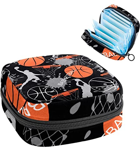 Aufbewahrungstasche für Damenbinden, Menstruationstassen-Tasche, Perioden-Tasche, Organizer für weibliche Pads, Tampons, Sport-Männer, Basketball-Schießmuster