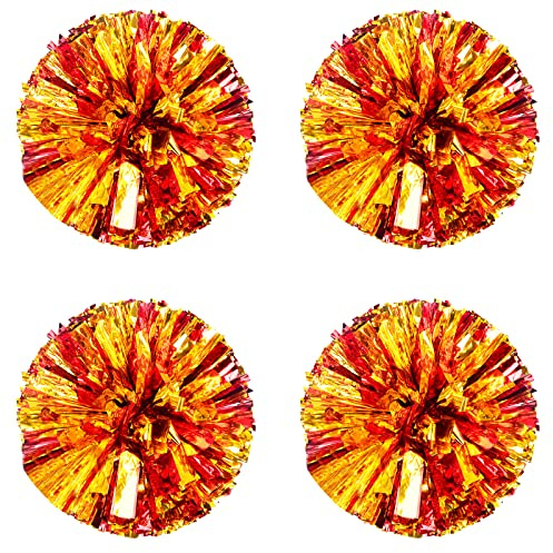 XineYuor Cheerleader Pompons,4 Stück Pompoms Cheerleading,Metallfolie Cheerleading Pom Poms,Cheerleader Pompons für Sportveranstaltungen,Ballspiele,Tänze,Karnevalspartys Verwendet (B)
