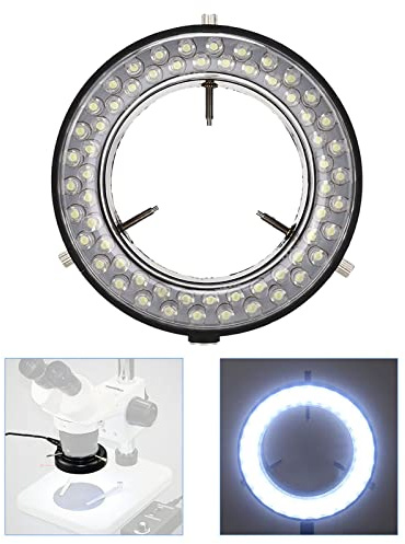 LED Ringljus för Stereomikroskop, 4.5W DC12V, 56 Lysdioder, Justerbar Ljusstyrka, Mikroskoptillbehör för Smyckereparation
