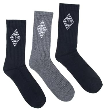 Borussia Mönchengladbach Thermosocken 3er Pack | Offizieller Fanartikel Fohlenshop | mit eingewebtem Rautenmuster des VfL | Gladbach Socken in 3 Größen