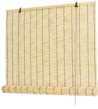 DresPa Natür Bambusrollo Wetterfest Aussen Retro Schilf Vorhang Sonnenschutz Sichtschutz Bambus Rollo 90 100 120 130 160cm Breit Bambus Rollo Jalousine Für Fenster/Terrasse/Balkon Raffrollo Outdoor