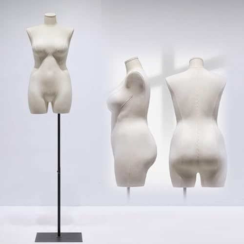 Mannequin Poitrine Hanches Grande Taille Demi-Corps, Robe Féminine Forme Torse Réglable en Hauteur, Vitrine de Magasin (Color : Black, Size : Stand A)